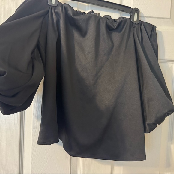 Express Tops - Express Black Off-Shoulder Ruffle Top